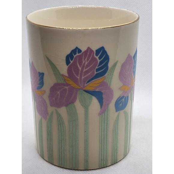 CUP/MUG -OTAGIRI-Japan-Pink Blue Iris Flower-Gold Trim - Picture 11 of 15